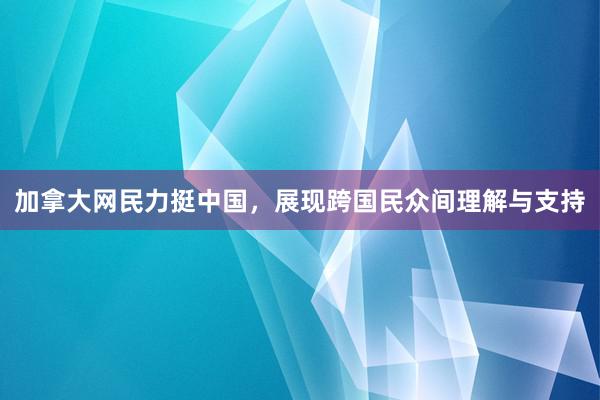 加拿大网民力挺中国，展现跨国民众间理解与支持